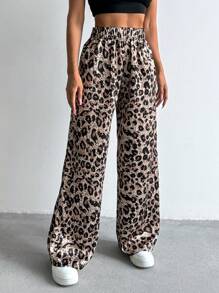 EURMUSE Leopar Printed Satin Low Waist Pant - Multicolor - View 4