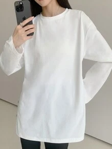 EastFlair Women's Casual Plain Side Button T-Shirt, Spring And Autumn