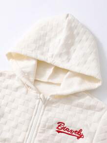 SHEIN Set de 2 piezas de Sudadera y Pantalón de chándal con estampado de letra suelta y texturizada para niña preadolescente, otoño