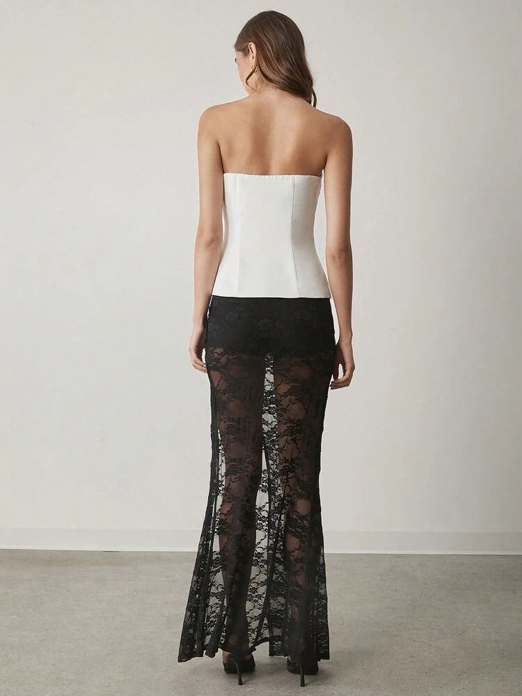 Crop top a fascia con fiocco e colori a contrasto per donne