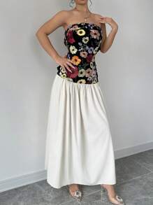 Selianne Đầm Maxi Ống In Hoa Cho Nữ Trang Phục Nữ - Màu be - Xem 6