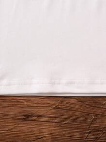 SHEIN Áo phông ngắn tay cổ tròn thoải mái dành cho bé gái mới biết đi, mùa hè - trắng - Xem 8