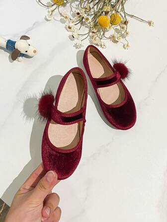 1 par de zapatos planos con diseño de moda de estilo slip-on para niñas, apropiados para otoño e invierno