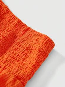 Forever 21 纯色弹性腰裙，适合度假和休闲穿着 - 珊瑚橙 - 查看 4