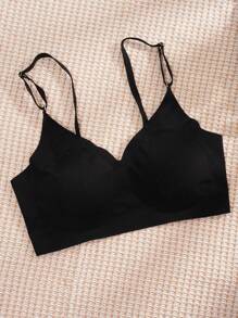 Áo ngực thể thao Yoga không gọng màu đen cho nữ, gợi cảm, thoải mái, không đường may, mỏng, thời trang - màu đen - Xem 5