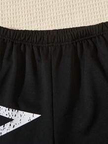 3 chiếc áo hoodie crop top in hình ngôi sao tuổi teen giản dị cho cô gái tuổi teen, quần cực dài và bộ áo ba lỗ màu trơn - màu đen - Xem 4