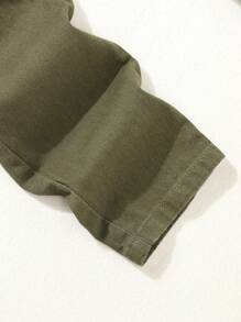 Tween Boy Simple & Comfortable Tapered Jeans - Army Green - View 3