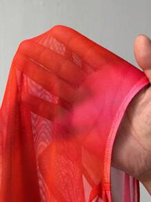 SHEIN SXY Red Vampire Costume Mesh See-Through Ladies Two Pieces Suit - Red - View 6