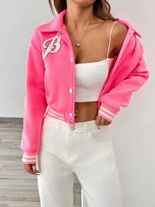 Chiquease Women's Single-Breasted Stylish Daily Wear Long Sleeve Jacket - Hot Pink - View 6