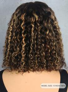Glueless BOB Wigs Short Curly Water Wave Lace Closure Human Hair Wigs Pre Plucked Pre Cut 4X4 Lace Closure Wigs P4/27 Piano Color Highlight Wig Put On And Go Wigs Easy To Ware For Women