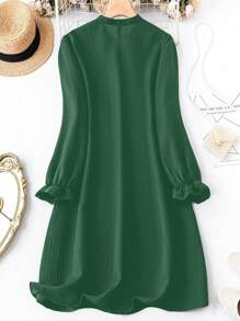 SHEIN Clasi Plus Size V-Neck Long Sleeve Casual Loose Soft Gentle Quality Dress