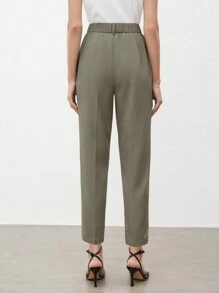 BizChic Women's Autumn Straight Leg Pants With Belt Loops, Fashionable And Elegant Business/Casual Suit, Versatile For Office, Commute, And Daily Wear - Army Green - View 6