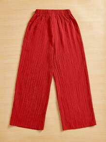 SHEIN Essnce Pantaloni lunghi casual e semplici da donna, con stampa a righe a forma di cuore, adatti per l'estate, la primavera, San Valentino e Capodanno - Rosso - Visualizzare 2