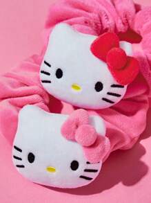 HELLO KITTY AND FRIENDS | SHEIN 2 件粉色卡通小猫发圈，带柔软毛绒饰品 - 粉色 - 查看 5