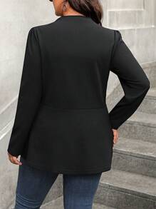 EMERY ROSE Chaqueta informal de unicolor de manga larga para talla grande, otoño