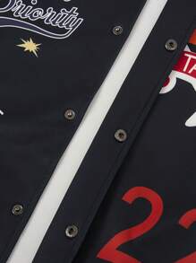 Manfinity LEGND Jaqueta de Beisebol com Estampa de Emblema Colorido Plus Size Masculino - Multicolorido - Visão 6