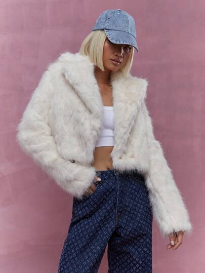 MISSGUIDED Cropped Fluffy Coat Winter Wear｜MISSGUIDED