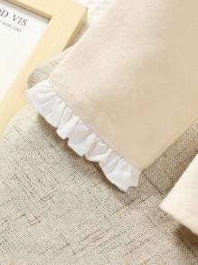 SHEIN طقم فتاة شتوي خريفي دافئ: معطف صوفي بياقة مكسرة و بنطلون مطوي 2 قطعة - متعدد الألوان - مشاهدة 8