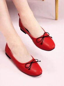 CUCCOO DOLLMOD Red Ballet Flats With Bowknot For Women  Halloween Sorceress - Red - View 1