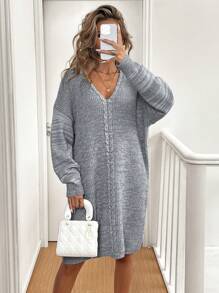 Chiquease Women's Casual Oversized Drop Shoulder Long Cardigan Sweater, Spring & Autumn Knit Pullover Fall Winter Outfit