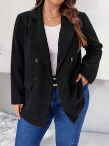 EMERY ROSE Blazer elegante da lavoro formale con bottoni sul collo e maniche lunghe, taglia comoda