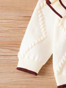 SHEIN Young Girl Ruffled Cardigans & Flare Pants Set, Autumn/Winter - Apricot - View 5