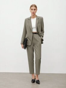 BizChic Women's Autumn Straight Leg Pants With Belt Loops, Fashionable And Elegant Business/Casual Suit, Versatile For Office, Commute, And Daily Wear - Army Green - View 2