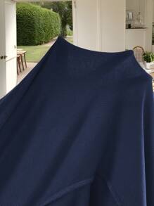 SHEIN Frenchy 女士纯色方领罗纹侧开衩短袖迷你连衣裙 - 藏蓝色 - 查看 7