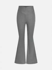 SHEIN Girlism Tween Girl Solid Color Fitted Flare Casual Knit Pants