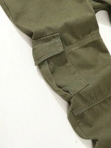 Tween Boy Simple & Comfortable Tapered Jeans - Army Green - View 6
