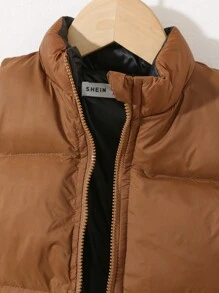 SHEIN Cute Baby Boy Woven Fabric Colorblock Jacket,In Fall/Winter - Camel - View 7