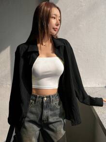 DAZY Women's Button-Up Casual Loose Comfortable Elegant Long Sleeve Blouse,Long Sleeve Tops,Fall Clothes - Black - View 5