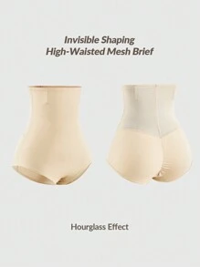 SHAPORA Shaping High-Waisted Shapewear Brief Bottom Body Shaper Butt Lifter-Tummy Waist Control - Apricot - View 3