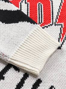 Manfinity Roghcode Áo len chui đầu in họa tiết thông thường dành cho nam hợp thời trang hàng ngày - Nhiều màu - Xem 6