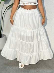 SHEIN SXY Falda voluminosa con múltiples volantes para mujeres - Blanco - Ver 1