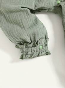 Cozy Pixies Neugeborenes Baby Mädchen Lässig Rundhals Rüschen Saum ärmelloses Jumpsuit - Grün - Übersicht 6