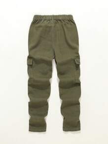 Tween Boy Simple & Comfortable Tapered Jeans - Army Green - View 2