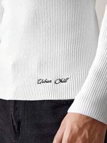 Manfinity VCAY Men's Casual Loose Knitted Turtleneck Long Sleeve Sweater, For Fall Winter - White - View 3