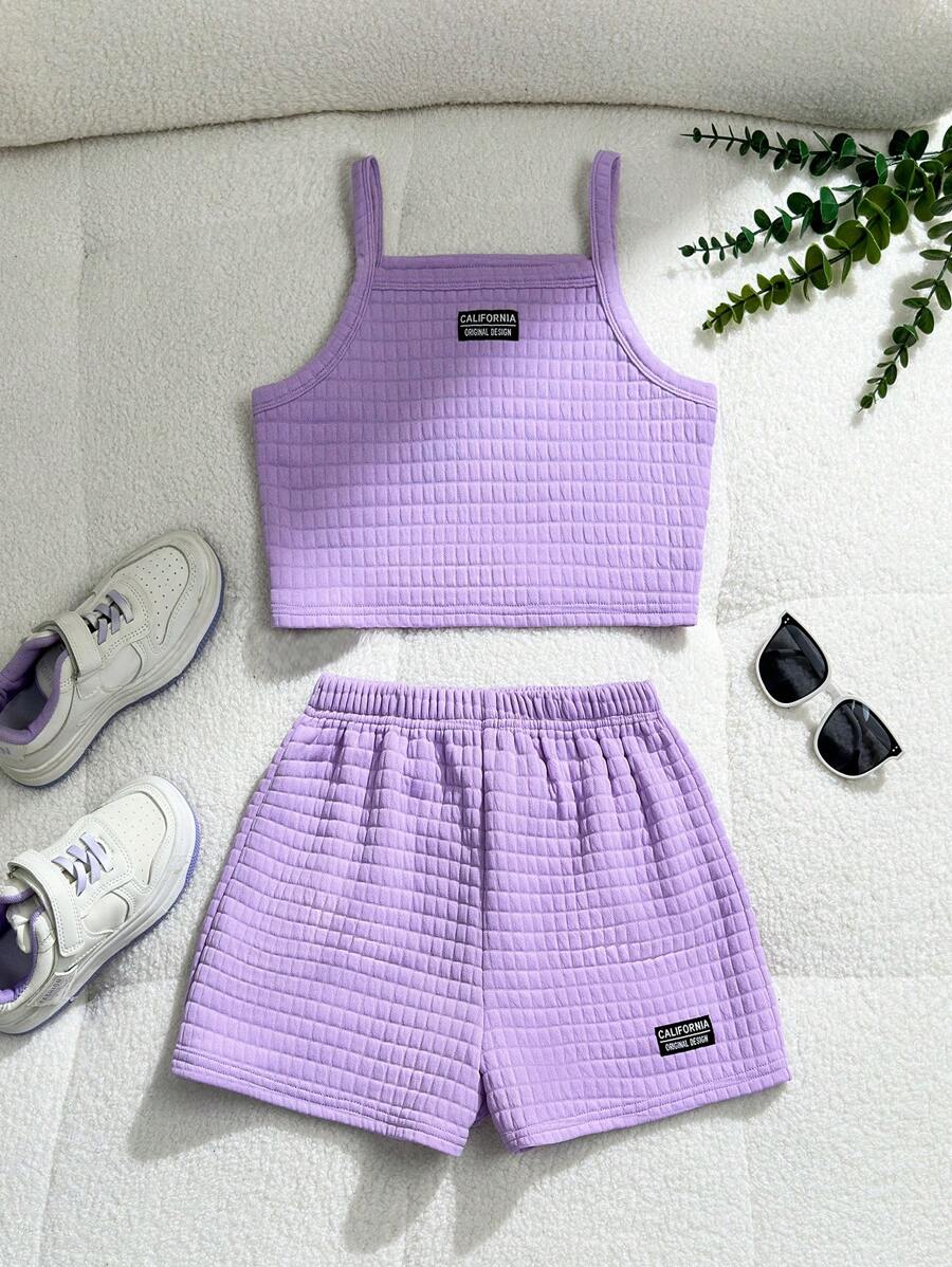 SHEIN Tween Girls Set - Lilac Purple - View 1