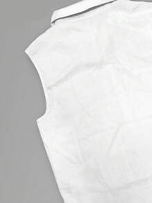 Manfinity Dauomo 2pcs Men Linen Outfit Set, Drawstring Backless Vest Top And Shorts, Hippie Beach Style - White - View 3