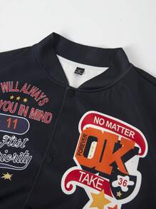 Manfinity LEGND Jaqueta de Beisebol com Estampa de Emblema Colorido Plus Size Masculino - Multicolorido - Visão 5