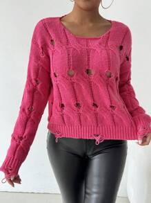 Chiquease Suéter de mujer de colores brillantes con diseño hueco, al estilo INS para volver al colegio