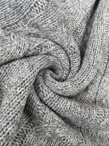 Flirla Plus Size Fashionable Loose Batwing Sleeve Cable Knit High Neck Sweater Knit Pullover Fall Winter - Grey - View 3