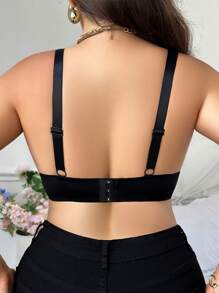 1 件浪漫蕾丝钢圈紧身胸衣，大码女士适用，黑色，内衣 - 彩色 - 查看 2