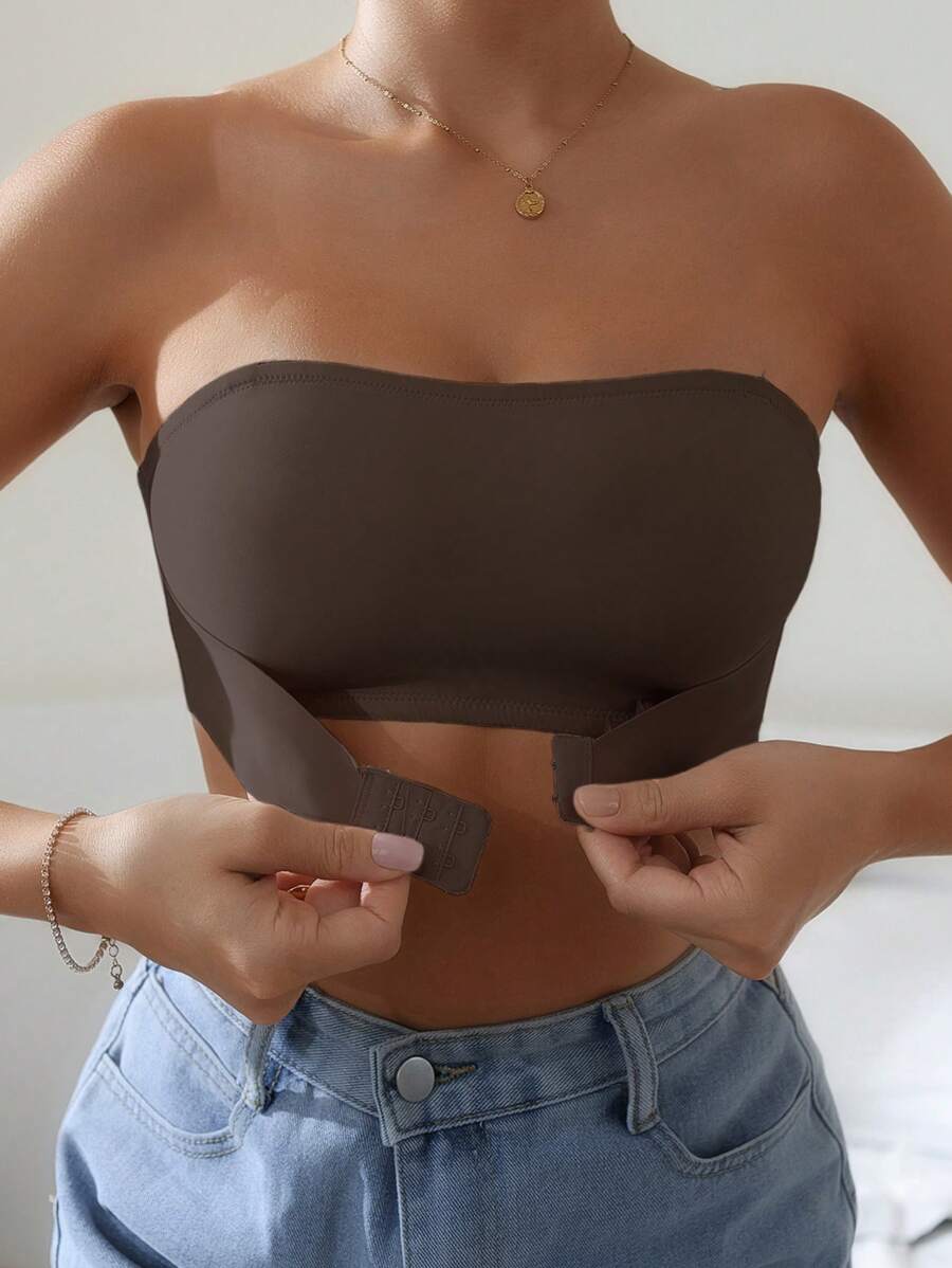 Reggiseno tubolare da donna a tinta unita, senza spalline, regolabile, 1 pezzo - Moka Marrone - Visualizzare 1