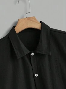 Manfinity Hypemode Conjunto de camisa de cargo de unicolor casual de verano y pantalones cortos con estampado de letras para hombre
