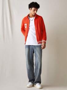 Mainfolk 男士针织时尚休闲修身长袖开衫，适合秋冬 - 紅色 - 查看 7