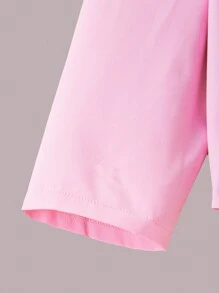 SHEIN Bộ 3 món Tween Girls - Áo dài tay màu hồng, quần ống rộng in hoa màu trắng và áo hai dây có gân - Nhiều màu - Xem 8