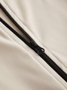 SHEIN Áo khoác có mũ trùm đầu dệt kim màu trơn đơn giản dành cho nữ tuổi teen, mùa xuân và mùa thu - trắng - Xem 3