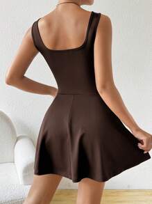 SHEIN EZwear 棕色针织无袖紧身连衣连衣裙